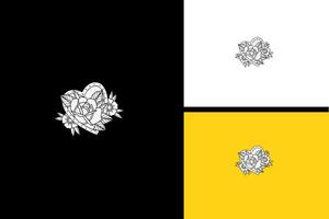 création de logo de vecteur de fleurs noir et blanc