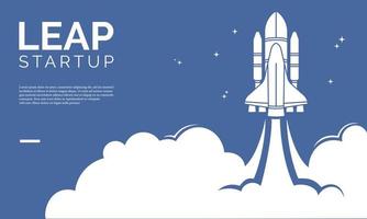 illustration vectorielle plane de fusée de vaisseau spatial qui décolle. adapté à l'élément d'arrière-plan du concept de démarrage d'entreprise et de technologie. vecteur