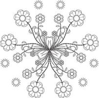 motif floral dans le style mehndi pour la page de livre de coloriage. page de coloriage pour adultes. ornement de griffonnage en noir et blanc. illustration vectorielle dessinée à la main. vecteur