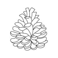 pomme de pin contour dessiné à la main. illustration vectorielle cône de sapin isolé sur fond blanc pour logo, carte de voeux, affiche, décor de vacances et livre de coloriage vecteur