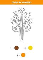 arbre de dessin animé de couleur par numéros. feuille de travail pour les enfants. vecteur