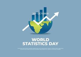 fond de la journée mondiale des statistiques avec des graphiques sur la carte du globe terrestre vecteur