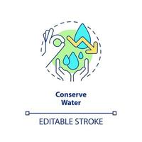icône de concept de conservation de l'eau. réduire la consommation. efficacité énergétique à la maison idée abstraite illustration en ligne mince. dessin de contour isolé. trait modifiable. vecteur