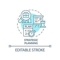 icône de concept turquoise de planification stratégique. décisions à long terme. illustration de la ligne mince de l'idée abstraite du type d'organisation. dessin de contour isolé. trait modifiable. vecteur