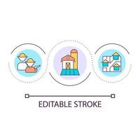 icône de concept de boucle de soutien aux entreprises agricoles. industrie agricole. illustration de la ligne mince de l'idée abstraite de développement et de croissance. dessin de contour isolé. trait modifiable. vecteur