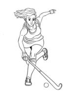 Hockey sur gazon coloriage isolé pour les enfants vecteur