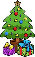 cadeau et sapin de noël dessin animé clipart coloré vecteur