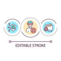 icône de concept de boucle de système anti-piratage. protéger les données confidentielles contre les cyber-attaques idée abstraite illustration en ligne mince. menaces de sécurité. dessin de contour isolé. trait modifiable. vecteur