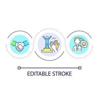 icône de concept de boucle de soutien et de motivation des employés. croissance professionnelle et personnelle. illustration de fine ligne d'idée abstraite de carrière. dessin de contour isolé. trait modifiable. vecteur