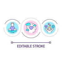 icône de concept de boucle d'état d'esprit harmonique. équilibre vie-travail. illustration de ligne mince d'idée abstraite de santé mentale et de bien-être. dessin de contour isolé. trait modifiable. vecteur
