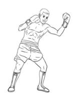 page de coloriage isolée de boxe pour les enfants vecteur