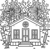 coloriage de feux d'artifice du nouvel an pour les enfants vecteur