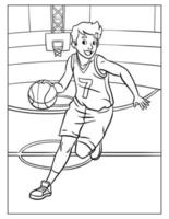 Coloriage de basket-ball pour les enfants vecteur