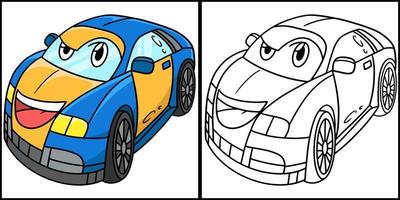 voiture normale avec illustration de coloriage de véhicule de visage vecteur