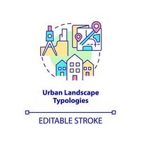 icône de concept de typologies de paysage urbain. eau et biodiversité dans l'urbanisme vert idée abstraite illustration en ligne mince. dessin de contour isolé. trait modifiable. vecteur