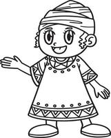 kwanzaa afro girl coloriage isolé pour les enfants vecteur