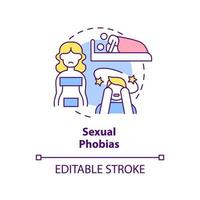 icône de concept de phobies sexuelles. érotophobie. trouble anxieux. illustration de ligne mince d'idée abstraite de phobies spécifiques. dessin de contour isolé. trait modifiable. vecteur