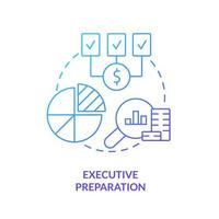 icône de concept de dégradé bleu de préparation exécutive. présenter et défendre le plan budgétaire. illustration de la ligne mince de l'idée abstraite du processus de budgétisation. dessin de contour isolé. vecteur