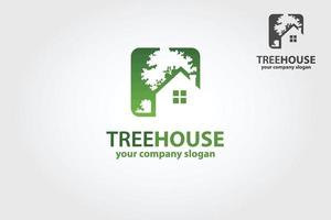 modèle de logo vectoriel de maison. le symbole principal du logo est un arbre et une maison. ce logo symbolise un quartier, la croissance, le souci du développement, de la nature, de l'écologie et de l'environnement.