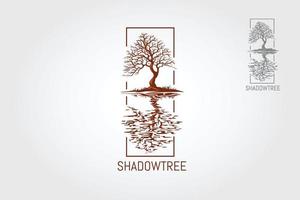 illustration du logo vectoriel de l'arbre d'ombre. ce bel arbre est un symbole de vie, de beauté, de croissance, de force, de bonne santé, de recyclage, d'associations environnementales, d'entreprises paysagères, etc.