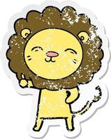 autocollant en détresse d'un lion de bande dessinée vecteur