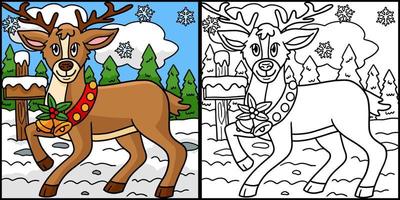 illustration de page de coloriage de renne de noël vecteur