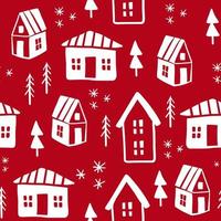 modèle sans couture de maisons de noël dans un style doodle vecteur