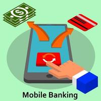 services bancaires mobiles.transfert de fonds en ligne.transfert de fonds via des appareils mobiles vecteur