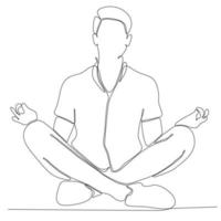 dessin au trait continu de l'homme par illustration vectorielle de yoga corporel vecteur