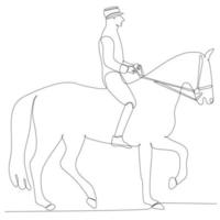 dessin au trait continu homme à cheval illustration vectorielle vecteur