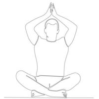 dessin au trait continu de l'homme par illustration vectorielle de yoga corporel vecteur