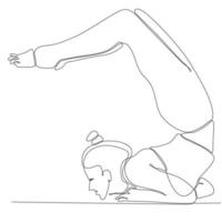 dessin au trait continu de femme par illustration vectorielle de yoga corporel vecteur