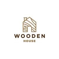 illustration vectorielle d'icône de logo de ligne de maison en bois. conception de maison vecteur ligne logo en bois