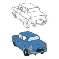 coloration de voiture rétro illustration vectorielle bleu auto isométrique vintage dessiné à la main vecteur