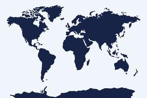 modèle de carte du monde. modèle de silhouettes simplifiées du continent pour le site Web, l'arrière-plan, l'infographie. amérique du nord du sud, afrique, europe, asie, australie, illustration vectorielle de l'antarctique continentale vecteur