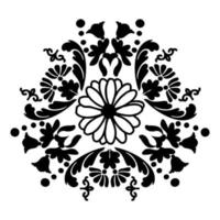 ornement floral noir et blanc. élément de motif damassé. illustration vectorielle pour la découpe au laser, le tatouage, la marqueterie, le logo pour le yoga, les icônes, la dentelle. vecteur