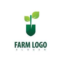 logo de la ferme avec le symbole de la pelle vecteur