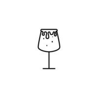 icône de verre de vin rouge avec trop rempli d'eau sur fond blanc. style simple, ligne, silhouette et épuré. noir et blanc. adapté au symbole, au signe, à l'icône ou au logo vecteur