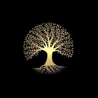 création de logo d'arbre vibrant, vecteur d'arbre .or couleur arbre de vie inspiration de conception de logo