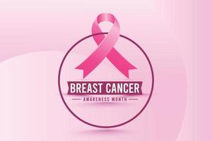 conception de fond du mois de sensibilisation au cancer du sein avec ruban de soie rose réaliste vecteur