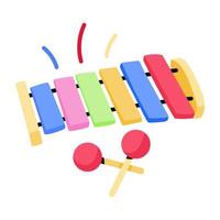 un autocollant plat dessiné à la main de xylophone vecteur