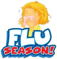 affiche de la saison de la grippe avec un enfant vecteur