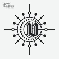 logo de tatouage alphabet v vecteur