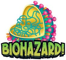 biohazard avec affiche de cellules de coronavirus vecteur