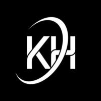 logo kh. conception kh. lettre kh blanche. création de logo de lettre kh. lettre initiale kh cercle lié logo monogramme majuscule. vecteur
