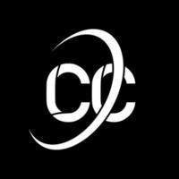 logo cc. conception cc. lettre cc blanche. création de logo de lettre cc. lettre initiale cc logo monogramme majuscule cercle lié. vecteur
