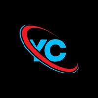 logo yc. conception yc. lettre yc bleue et rouge. création de logo de lettre yc. lettre initiale yc logo monogramme majuscule cercle lié. vecteur