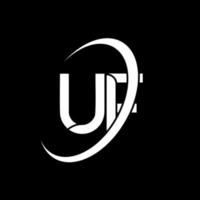 logo uf. conception uf. lettre uf blanche. création de logo de lettre uf. lettre initiale uf cercle lié logo monogramme majuscule. vecteur