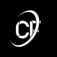 cf logo. cf conception. lettre cf blanche. création de logo de lettre cf. lettre initiale cf logo monogramme majuscule cercle lié. vecteur