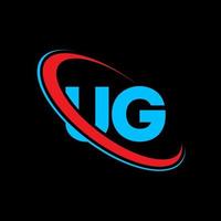 ug logo. ug conception. lettre ug bleu et rouge. création de logo de lettre ug. lettre initiale ug logo monogramme majuscule cercle lié. vecteur